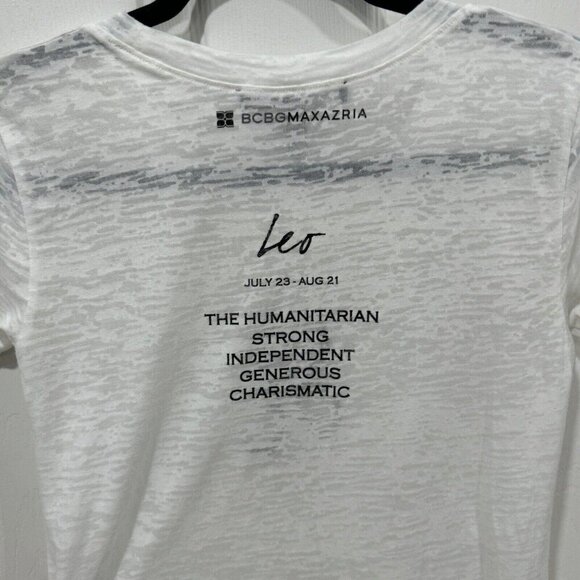 womens bcbg maxazria Tshirt Tee Top White Size Xxs Leo Horoscope - Picture 3 of 9